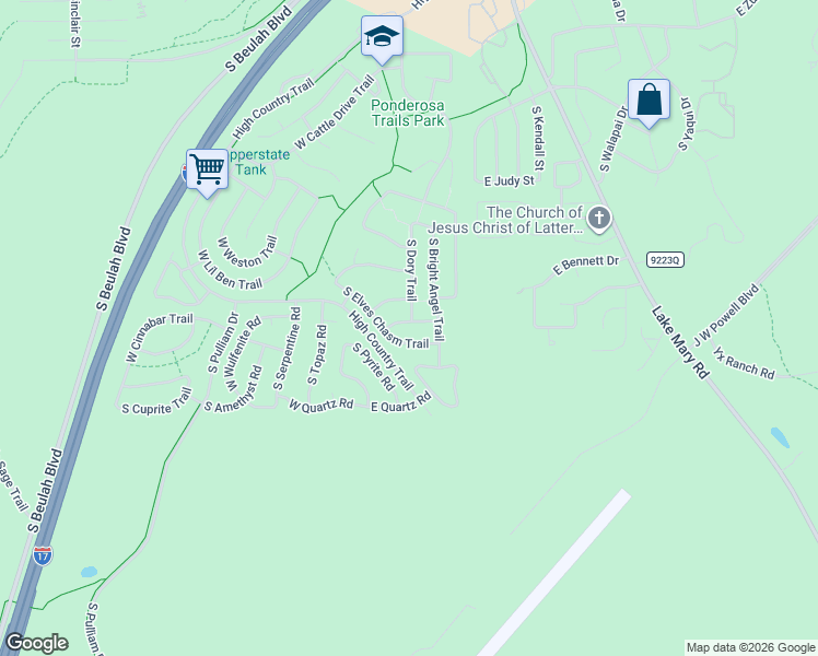 map of restaurants, bars, coffee shops, grocery stores, and more near 4883 South Elves Chasm Trail in Flagstaff