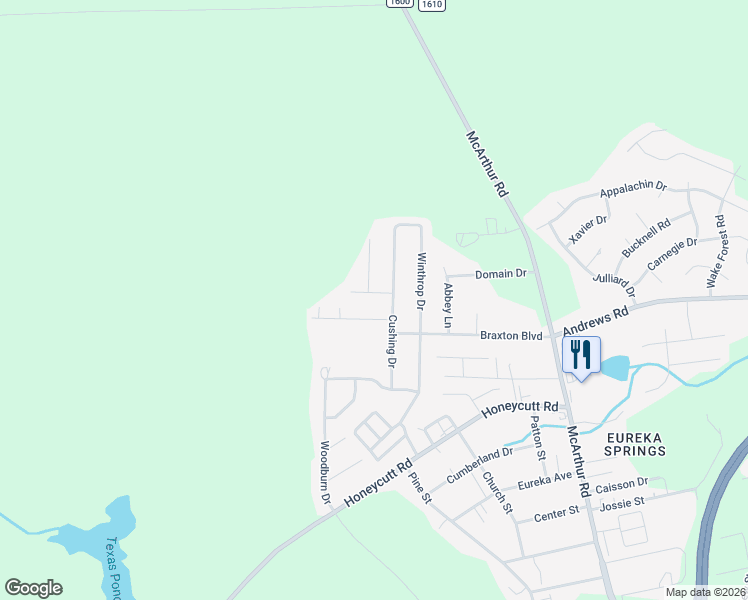 map of restaurants, bars, coffee shops, grocery stores, and more near 613 Winthrop Court in Fayetteville