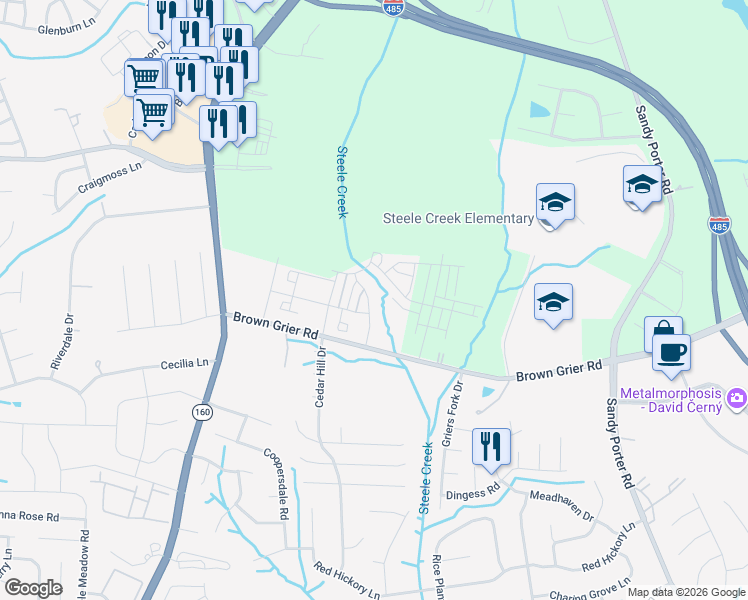 map of restaurants, bars, coffee shops, grocery stores, and more near in Charlotte