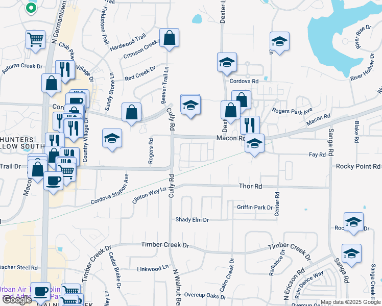 map of restaurants, bars, coffee shops, grocery stores, and more near 8502 Prestine Loop in Memphis