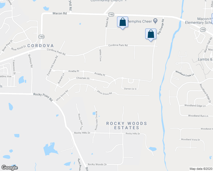 map of restaurants, bars, coffee shops, grocery stores, and more near 9320 Eckley Cove in Shelby County