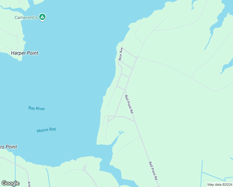 map of restaurants, bars, coffee shops, grocery stores, and more near 125 Bay River Shores Road South in Merritt