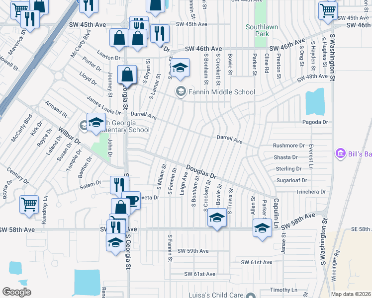 map of restaurants, bars, coffee shops, grocery stores, and more near 5006 Leigh Avenue in Amarillo