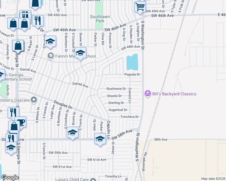 map of restaurants, bars, coffee shops, grocery stores, and more near 1148 Rushmore Drive in Amarillo