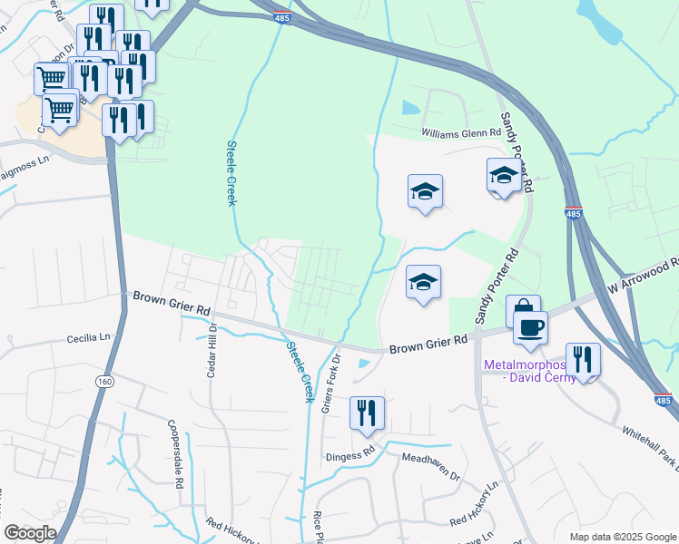 map of restaurants, bars, coffee shops, grocery stores, and more near 4000-4008 Gallant Lane in Charlotte