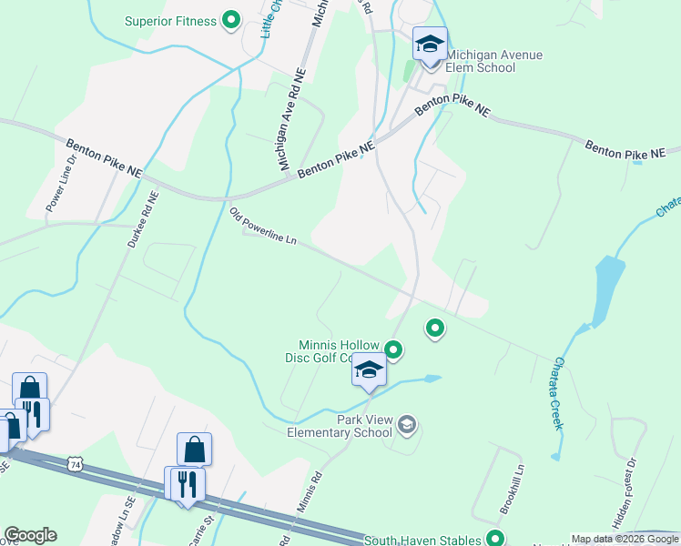 map of restaurants, bars, coffee shops, grocery stores, and more near 285 Old Powerline Lane in Cleveland