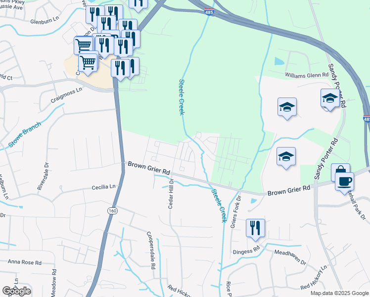 map of restaurants, bars, coffee shops, grocery stores, and more near in Charlotte