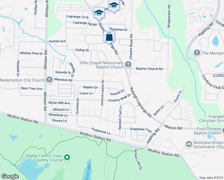 map of restaurants, bars, coffee shops, grocery stores, and more near 7049 Naples Drive in Shelby County