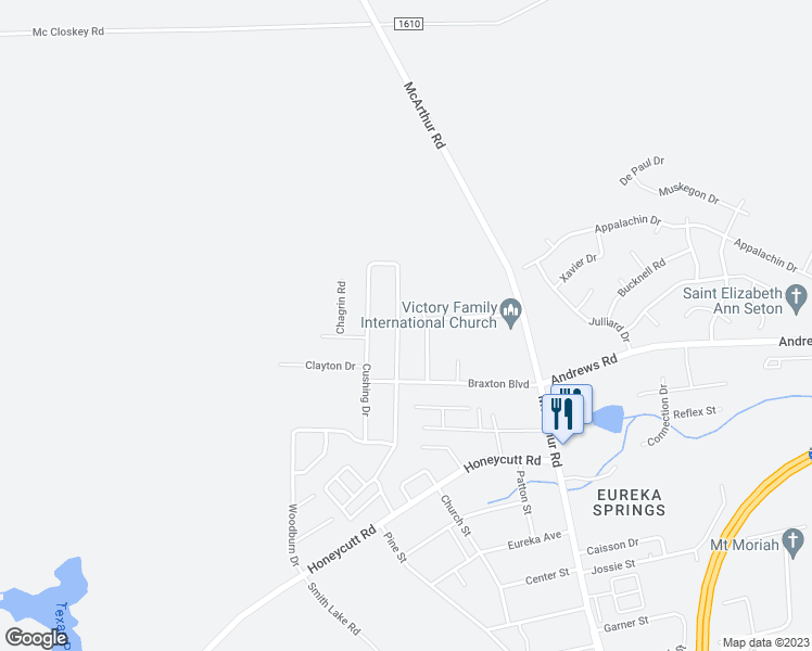 map of restaurants, bars, coffee shops, grocery stores, and more near 6616 Winthrop Drive in Fayetteville