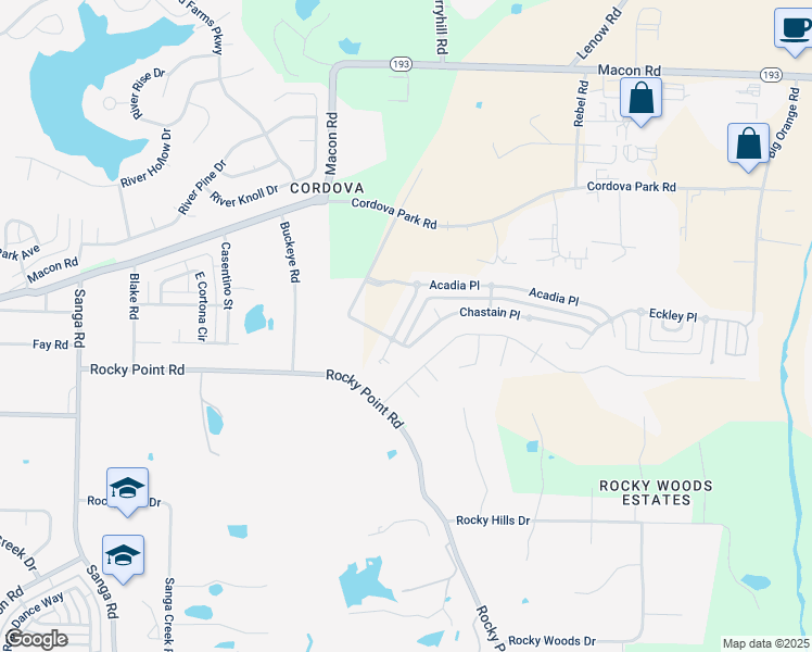 map of restaurants, bars, coffee shops, grocery stores, and more near 1108 Averett Lane in Shelby County