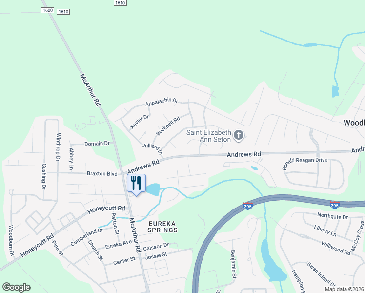 map of restaurants, bars, coffee shops, grocery stores, and more near 920 Emory Court in Fayetteville