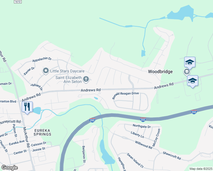 map of restaurants, bars, coffee shops, grocery stores, and more near 3510 Maccumber Court in Fayetteville
