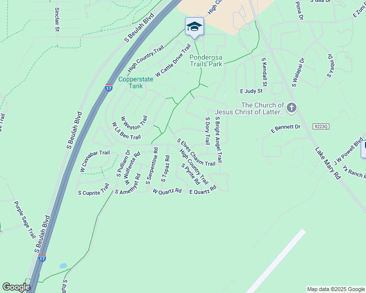 map of restaurants, bars, coffee shops, grocery stores, and more near 4779 South Elves Chasm Trail in Flagstaff