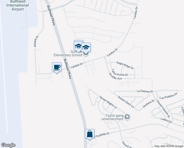 map of restaurants, bars, coffee shops, grocery stores, and more near 2640 Landon Drive in Bullhead City