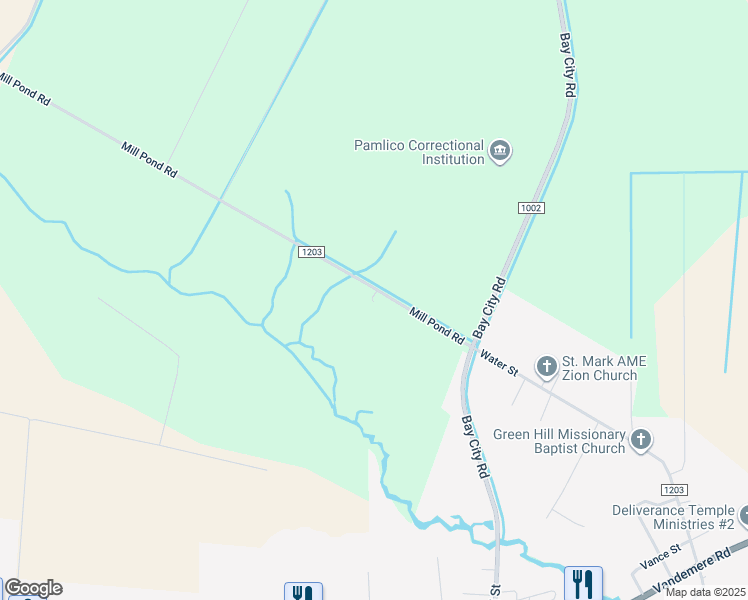 map of restaurants, bars, coffee shops, grocery stores, and more near 2924 Mill Pond Road in Bayboro