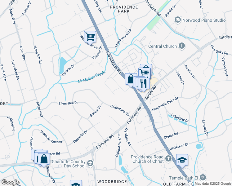 map of restaurants, bars, coffee shops, grocery stores, and more near 4114 Providence Rd in Charlotte
