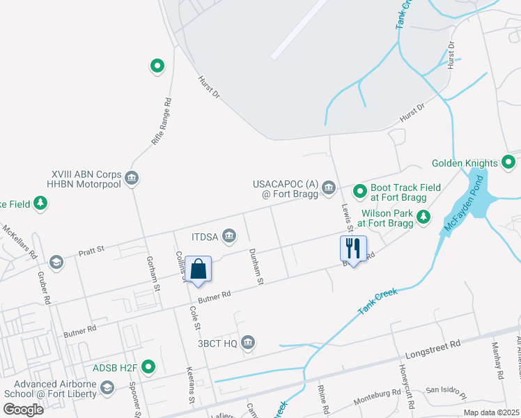map of restaurants, bars, coffee shops, grocery stores, and more near Pratt Street in Fort Bragg