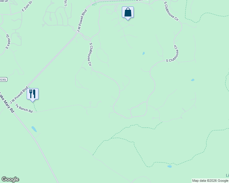 map of restaurants, bars, coffee shops, grocery stores, and more near 3453 South Clubhouse Circle in Flagstaff