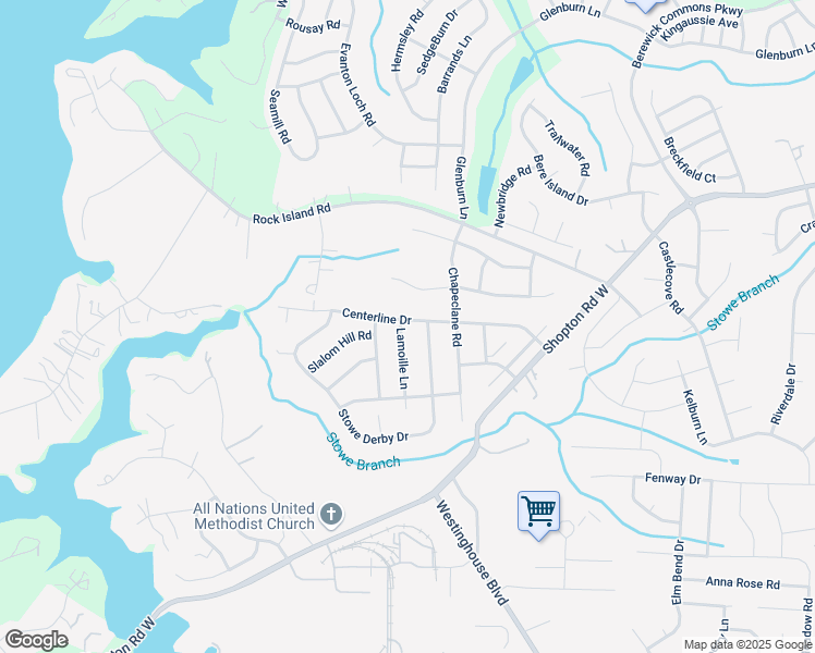 map of restaurants, bars, coffee shops, grocery stores, and more near 6809 Centerline Drive in Charlotte