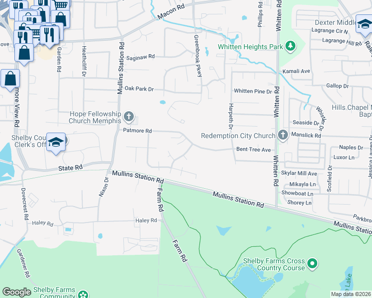 map of restaurants, bars, coffee shops, grocery stores, and more near 1112 Celtic Cove in Memphis