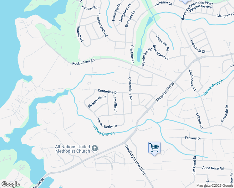 map of restaurants, bars, coffee shops, grocery stores, and more near 6809 Centerline Drive in Charlotte