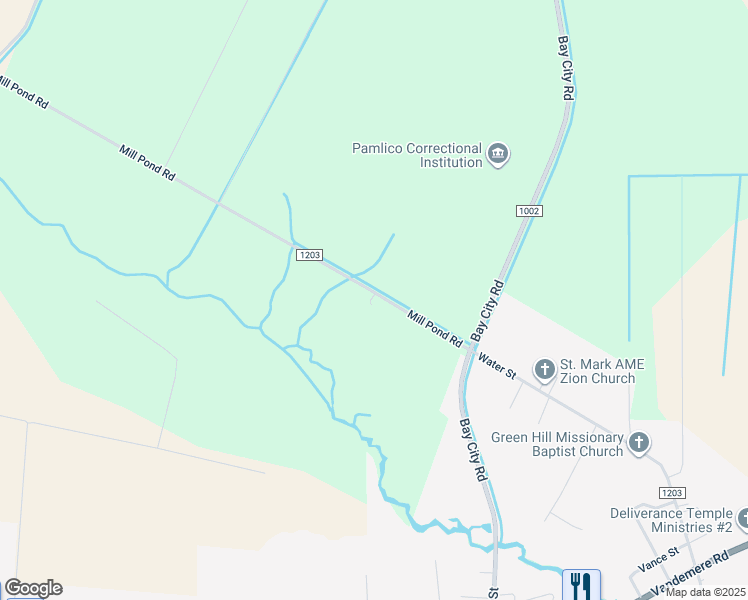 map of restaurants, bars, coffee shops, grocery stores, and more near 2924 Mill Pond Road in Bayboro