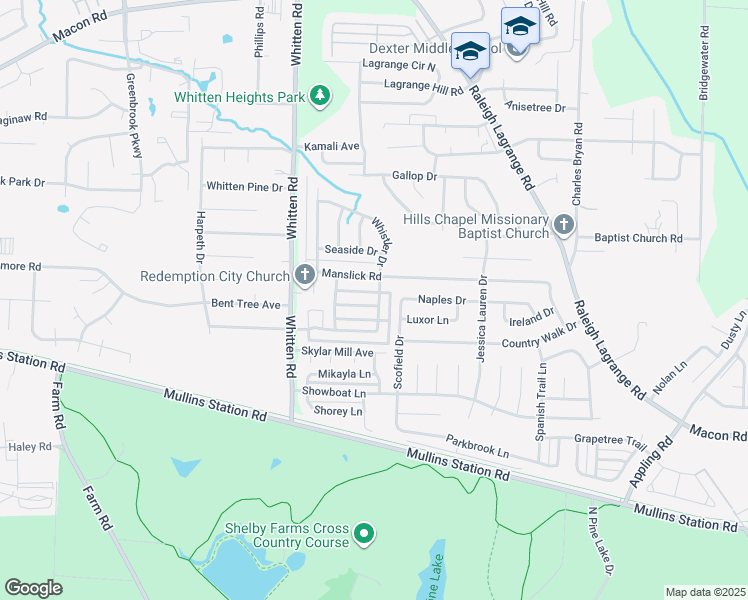 map of restaurants, bars, coffee shops, grocery stores, and more near 6900 Wrigley Drive in Shelby County