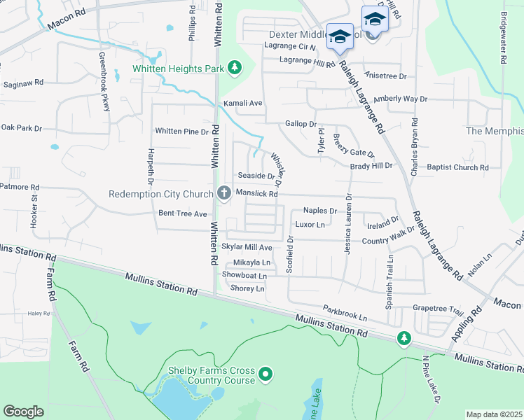 map of restaurants, bars, coffee shops, grocery stores, and more near 6872 Wrigley Drive in Shelby County