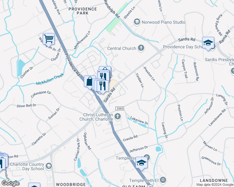 map of restaurants, bars, coffee shops, grocery stores, and more near in Charlotte