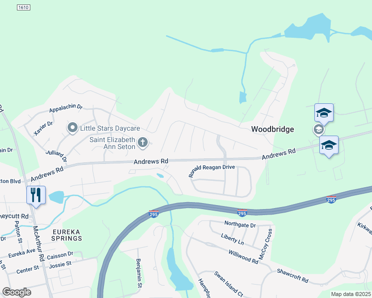 map of restaurants, bars, coffee shops, grocery stores, and more near 3505 Kennicot Court in Fayetteville
