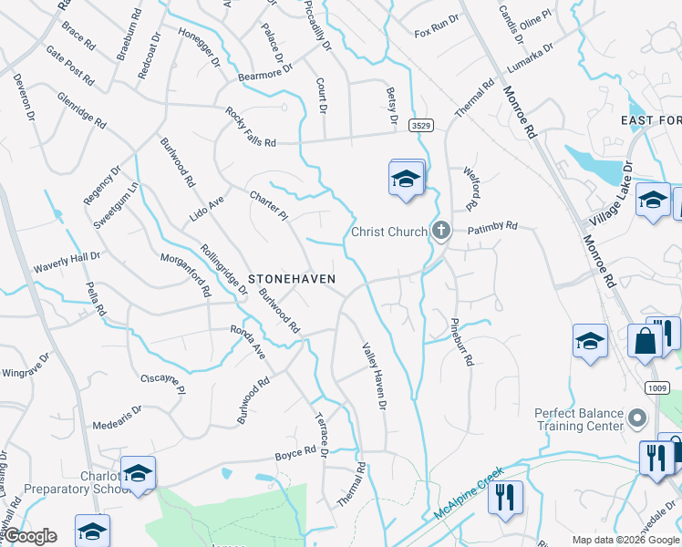 map of restaurants, bars, coffee shops, grocery stores, and more near 6738 Thermal Road in Charlotte
