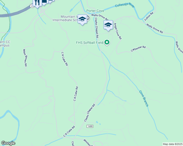 map of restaurants, bars, coffee shops, grocery stores, and more near Clarks Chapel Road in Franklin