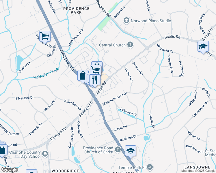 map of restaurants, bars, coffee shops, grocery stores, and more near 5020 State Road 3356 in Charlotte
