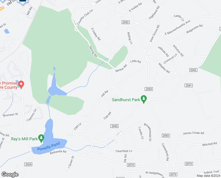 map of restaurants, bars, coffee shops, grocery stores, and more near Hill Road in Southern Pines