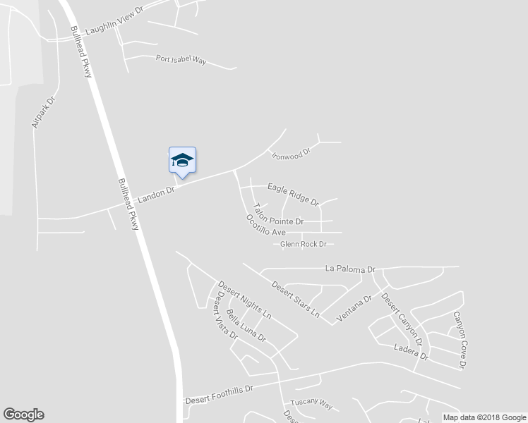 map of restaurants, bars, coffee shops, grocery stores, and more near 924 Talon Pointe Drive in Bullhead City