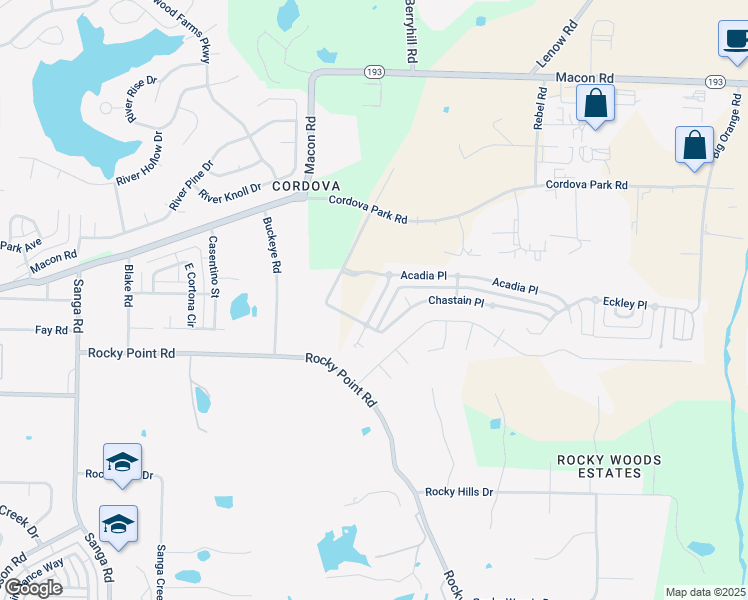 map of restaurants, bars, coffee shops, grocery stores, and more near 1117 Averett Lane in Shelby County