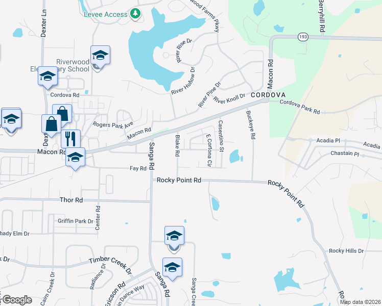 map of restaurants, bars, coffee shops, grocery stores, and more near 1109 Versilia Cove in Memphis