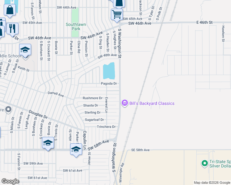 map of restaurants, bars, coffee shops, grocery stores, and more near 1000 Rushmore Drive in Amarillo