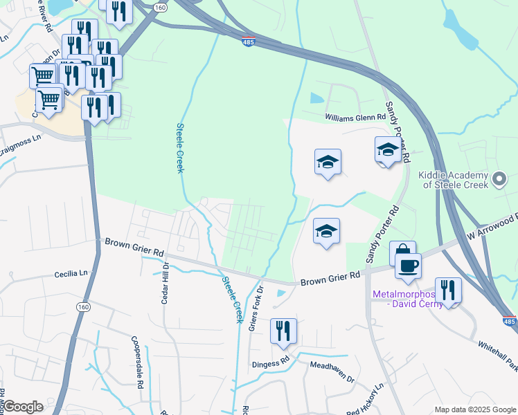 map of restaurants, bars, coffee shops, grocery stores, and more near 4000-4008 Gallant Lane in Charlotte