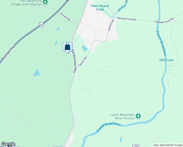 map of restaurants, bars, coffee shops, grocery stores, and more near 140 Lyons Mountain Road in Brevard