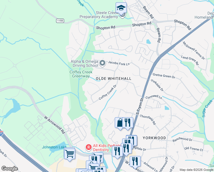 map of restaurants, bars, coffee shops, grocery stores, and more near in Charlotte