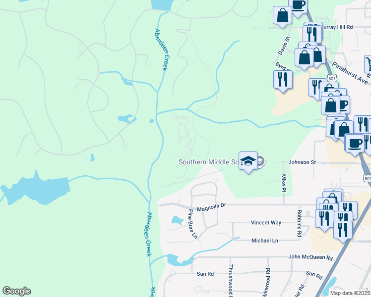 map of restaurants, bars, coffee shops, grocery stores, and more near 30 Deepdale Lane in Aberdeen