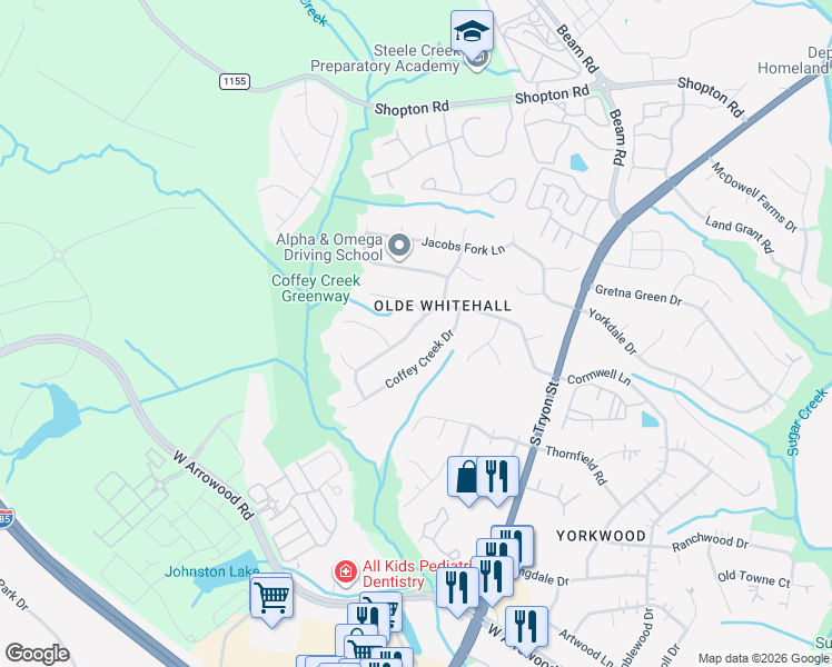 map of restaurants, bars, coffee shops, grocery stores, and more near in Charlotte