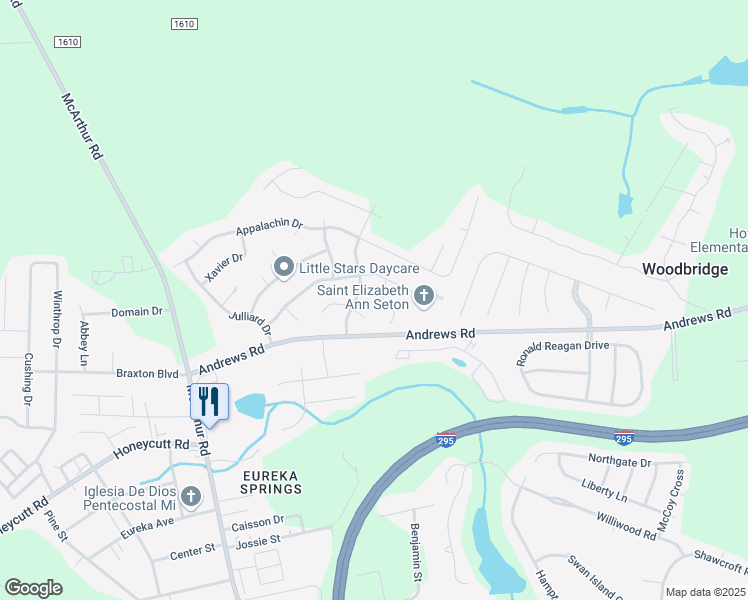 map of restaurants, bars, coffee shops, grocery stores, and more near 6617 Radcliff Court in Fayetteville