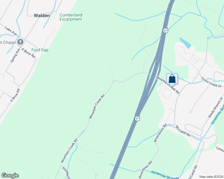 map of restaurants, bars, coffee shops, grocery stores, and more near 5200 Mountain Creek Road in Chattanooga