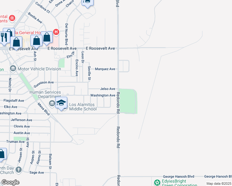 map of restaurants, bars, coffee shops, grocery stores, and more near 1276 Washington Avenue in Grants