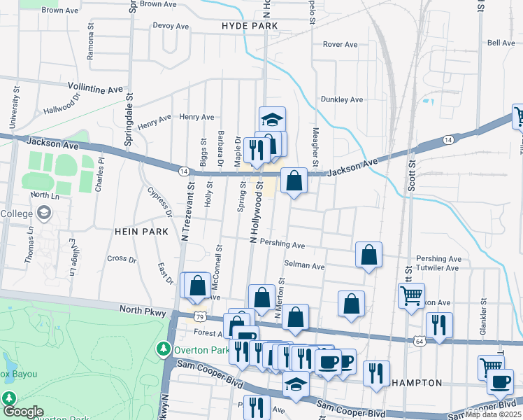 map of restaurants, bars, coffee shops, grocery stores, and more near 758 North Hollywood Street in Memphis