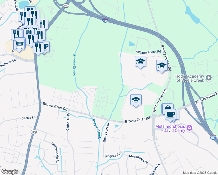 map of restaurants, bars, coffee shops, grocery stores, and more near 4000-4008 Gallant Lane in Charlotte