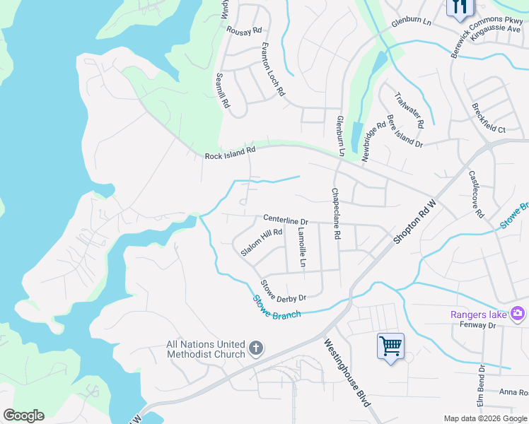 map of restaurants, bars, coffee shops, grocery stores, and more near 10826 Slalom Hill Road in Charlotte