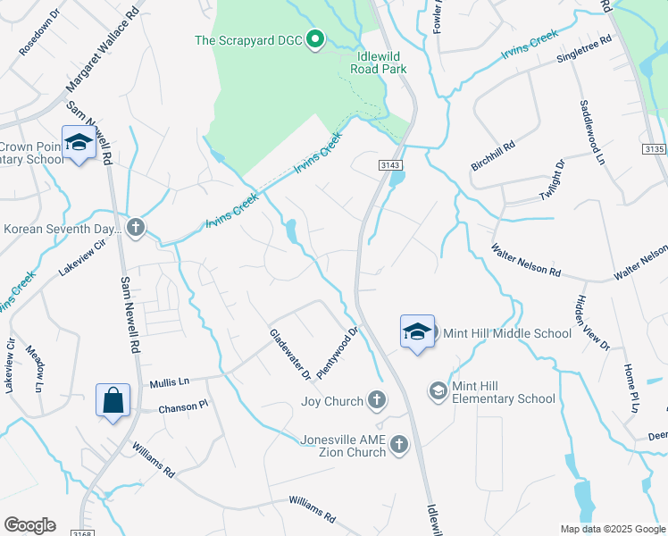 map of restaurants, bars, coffee shops, grocery stores, and more near 11113 Barnyard Court in Matthews